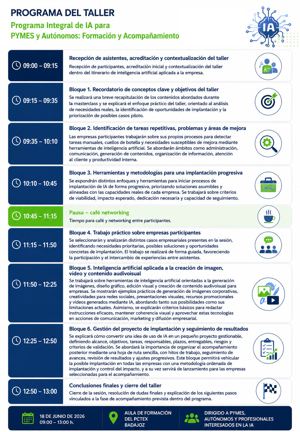 Horario Taller IA Badajoz